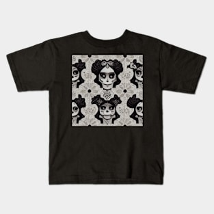 Variation of Catrina La Calavera Pattern Kids T-Shirt